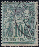 France Classiques N°76 10c Vert TB Qualité:obl Cote:325 - 1876-1898 Sage (Type II)