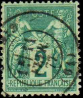 France Classiques N°62 2c Vert TB Centré Qualité:obl Cote:340 - 1876-1878 Sage (Type I)