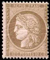 France Classiques N°58 10c Brun Sur Rose (signé Brun) Qualité:* Cote:575 - 1871-1875 Ceres