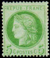France Classiques N°53 5c Vert-jaune Sur Azuré Qualité:* Cote:300 - 1871-1875 Ceres