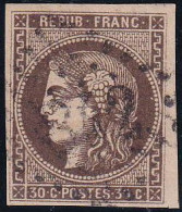 France Classiques N°47d 30c Brun Foncé TB (signé Brun) Qualité:obl Cote:350 - 1870 Emission De Bordeaux