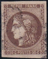 France Classiques N°47 30c Brun TB Qualité:obl Cote:280 - 1870 Emission De Bordeaux