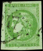 France Classiques N°42B 5c Vert-jaune Report 2 TB (signé Brun) Qualité:obl Cote:220 - 1870 Emission De Bordeaux