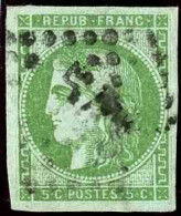 France Classiques N°42B 5c Vert-jaune Report 2 TB Qualité:obl Cote:220 - 1870 Emission De Bordeaux