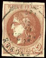 France Classiques N°40B 2c Brun-rouge Report 2 TB (signé Scheller) Qualité:obl Cote:330 - 1870 Emission De Bordeaux