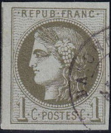 France Classiques N°39Cc 1c Olive Bronze Report 3 TB Qualité:obl Cote:300 - 1870 Emission De Bordeaux