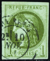 France Classiques N°39C 1c Olive  Report 3 TB Qualité:obl Cote:175 - 1870 Emission De Bordeaux