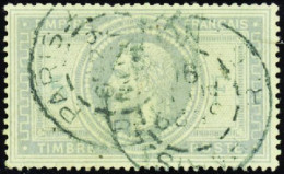 France Classiques N°33 5f Violet-gris TB (signé Calves) Qualité:obl Cote:1200 - 1863-1870 Napoléon III Lauré