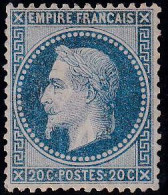 France Classiques N°29B 20c Bleu Type II Qualité:* Cote:300 - 1863-1870 Napoléon III Lauré