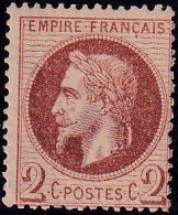 France Classiques N°26B 2c Rouge-brun Qualité:** Cote:200 - 1863-1870 Napoléon III Lauré