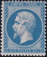 France Classiques N°22 20c Bleu Qualité:* Cote:420 - 1862 Napoléon III