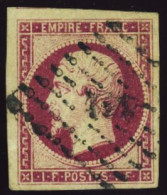 France Classiques N°18 1F Carmin TB (signé Brun) Qualité:obl Cote:3400 - 1853-1860 Napoléon III