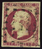 France Classiques N°18 1F Carmin 1er Choix Qualité:obl Cote:3400 - 1853-1860 Napoléon III