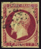 France Classiques N°18 1F Carmin (defaut) Qualité:obl Cote:3400 - 1853-1860 Napoléon III
