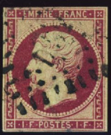 France Classiques N°18 1F Carmin (marges Courtes) Qualité:obl Cote:3400 - 1853-1860 Napoléon III