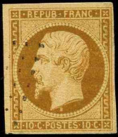 France Classiques N°9 10c Bistre-jaune TB (signé Brun) Qualité:obl Cote:850 - 1852 Louis-Napoleon