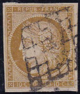 France Classiques N°1 10c Bistre-jaune TB (signé Calves Et Brun) Qualité:obl Cote:365 - 1849-1850 Cérès