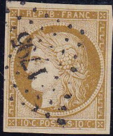 France Classiques N°1 10c Bistre-jaune TB (signé Calves) Qualité:obl Cote:365 - 1849-1850 Cérès