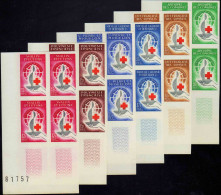 Séries Coloniales  N°1963 Croix-rouge 1963 6 Valeurs Non Dentelées Blocs De 4 Coins De Feuilles Qualité:** Cote:1020 - Non Classés