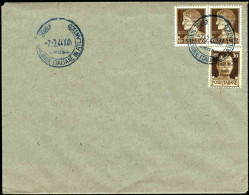 France Occupation Italienne N°1x2 + N°5   3 Valeurs Sur Enveloppe Qualité:obl Cote:1125 - Guerre (timbres De)