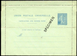 France Entiers Postaux N°F1  Semeuse Lignée Bleu Sans Valeur U.P.U 1906  Cote:1500 - Sonstige & Ohne Zuordnung