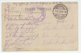 Fieldpost Postcard Belgium 1915 Railway Station Brussel - Trains