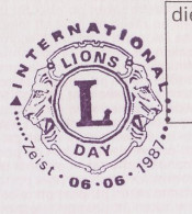 Service Cover / Postmark Netherlands 1987 International Lions Day - Rotary, Lions Club