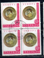 ITALIA REPUBBLICA ITALY REPUBLIC 1976 EUROPA CEPT UNITA  QUARTINA BLOCK LIRE 150 USATO USED - 1971-80: Used