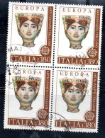 ITALIA REPUBBLICA ITALY REPUBLIC 1976 EUROPA CEPT UNITA QUARTINA BLOCK LIRE 180 USATO USED - 1971-80: Used