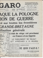 LA DERNIERE GUERRE (1939-1945) Fac-similé Militaria LE FIGARO Du 2 Sept 1939 - 1900 - 1949