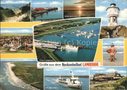 71536171 Langeoog Nordseebad Duenen Meer Inselbahn Wasserturm Ortsblick Hafen Fl - Langeoog