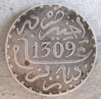 Maroc 1 Dirham (1/10 Rial) AH 1309 – 1891 Paris . En Argent, Lec# 116 - Y# 5, Superbe /AU - Morocco