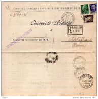 1932   LETTERA  RACCOMANDATA CON ANNULLO  MILANO + AMBULANTE VENEZIA - UDINE  + MORTEGLIANO - Marcophilie