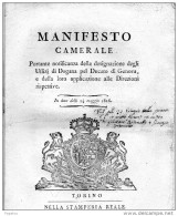 1816 MANIFESTO CAMERALE - Décrets & Lois
