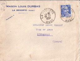 11 / AUDE / LA REDORTE / OBL.MANU. TYPE A6 / 1951  S.LETTRE ENTETE - Manual Postmarks