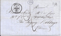 08 / ARDENNES / SEDAN / OBL.MANU. TYPE 15 + TAXE 2 / 11.3.1848  S.LETTRE - Manual Postmarks