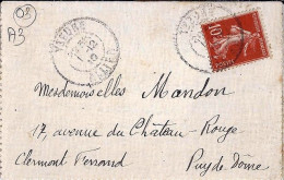 03 / ALLIER / YZEURE / OBL.MANU. TYPE A3 / 1.12.10  S.CARTE-LETTRE - Manual Postmarks