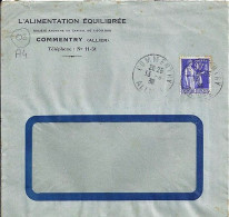 03 / ALLIER / COMMENTRY / OBL.MANU. TYPE A4/ 13.5.38  S.LETTRE ENTETE - Matasellos Manuales