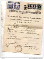 1947   CARTIFICATO COMUNALE CON MARCHE -  MASSA LUBRENSE      NAPOLI - Erinnophilie