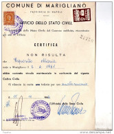 1964  CERTIFICATO COMUNALE CON MARCHE COMUNE MARIGLIAMO NAPOLI - Erinnophilie