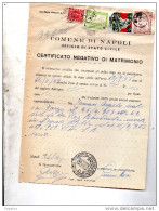 1959   CARTIFICATO COMUNALE CON MARCHE       NAPOLI - Erinnophilie