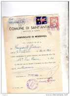 1960  CARTIFICATO COMUNALE CON MARCHE - SANT'ANTIMO   NAPOLI - Cinderellas