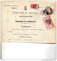 1950  CARTIFICATO COMUNALE CON MARCHE       NAPOLI - Cinderellas