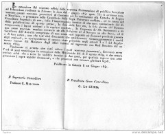 1841 CATANIA CONCORSO PER LA SOSTITUZIONE ALLA CATTEDRA DI LOGICA E METAFISICA - Affiches
