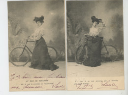 FEMMES - FRAU - LADY - VELO - SERIE COMPLÈTE DE 6 Cartes Fantaisie Femme Avec Sa Bicyclette "AU BOIS DE BOULOGNE " - Women