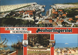 71536000 Neuharlingersiel Fliegeraufnahme Bootshafen Park Strandpartie Neuharlin - Sonstige & Ohne Zuordnung