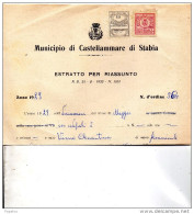 1929  CARTIFICATO COMUNALE CON MARCHE - CASTELLAMMARE  NAPOLI - Cinderellas