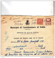 1918  CARTIFICATO COMUNALE CON MARCHE - CASTELLAMMARE  NAPOLI - Erinnophilie