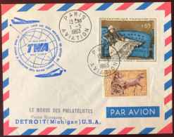 France, Première Liaison Sans Escale PARIS-DETROIT 1963 / TWA - Enveloppe - (W1490) - First Flight Covers