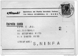 1962  LETTERA INTESTATA AVANTI QUOTIDIANO DEL PARTITO SOCIALISTA  CON ANNULLO ROMA - 1961-70: Marcophilie